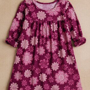 Hanna Andersson Magenta Pink Floral Knit Dress 130 / 8